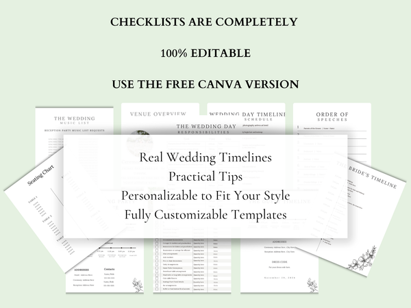 Sage Green Luxe Ultimate Bridal Glow Wedding Planning Editable CANVA Template- Botanical & Polished