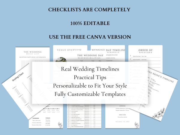 The Ultimate Bridal Glow Wedding Planner and Spreadsheet BUNDLE- COMPLETE PACKAGE of CANVA and GOOGLE SHEETS
