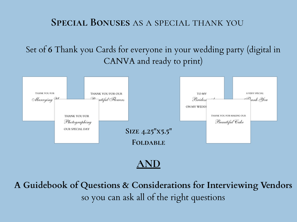 Dusty Blue Ultimate Bridal Glow Wedding Planning CANVA Editable Template