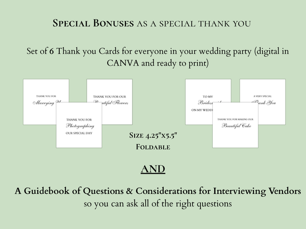 Sage Green Luxe Ultimate Bridal Glow Wedding Planning Editable CANVA Template- Botanical & Polished