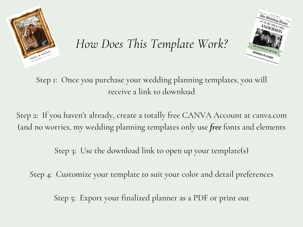 Sage Green Luxe Ultimate Bridal Glow Wedding Planning Editable CANVA Template- Botanical & Polished