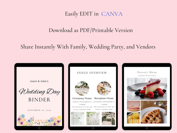 Pastel Gardens Ultimate Bridal Glow Wedding Planning Editable CANVA Template- Whimsical & Colorful