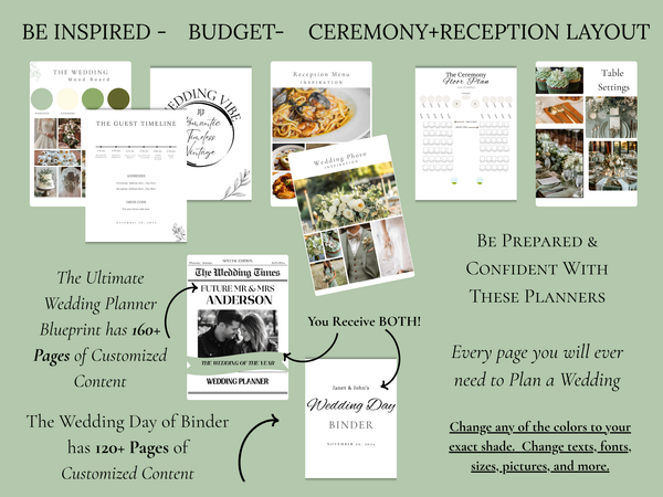 The Ultimate Bridal Glow Wedding Planner and Spreadsheet BUNDLE- COMPLETE PACKAGE of CANVA and GOOGLE SHEETS