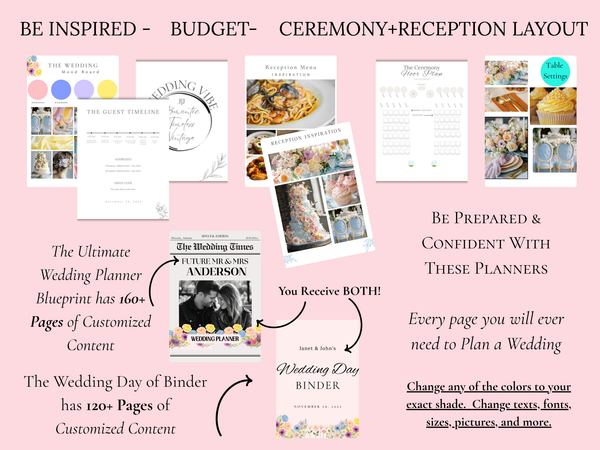 Pastel Gardens Ultimate Bridal Glow Wedding Planning Editable CANVA Template- Whimsical & Colorful