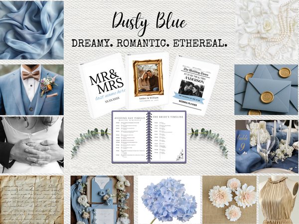 Dusty Blue Ultimate Bridal Glow Wedding Planning CANVA Editable Template