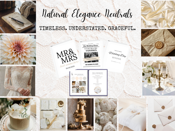 Natural Elegance Neutrals Ultimate Bridal Glow Wedding Planner CANVA Template with SCRIPTURES Faith Based