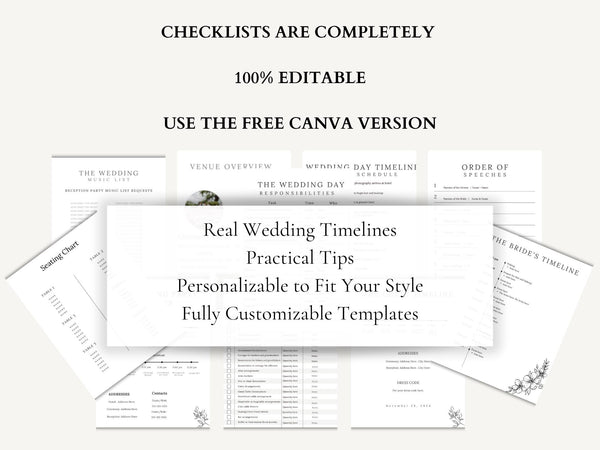 Wedding day planner with wedding checklists