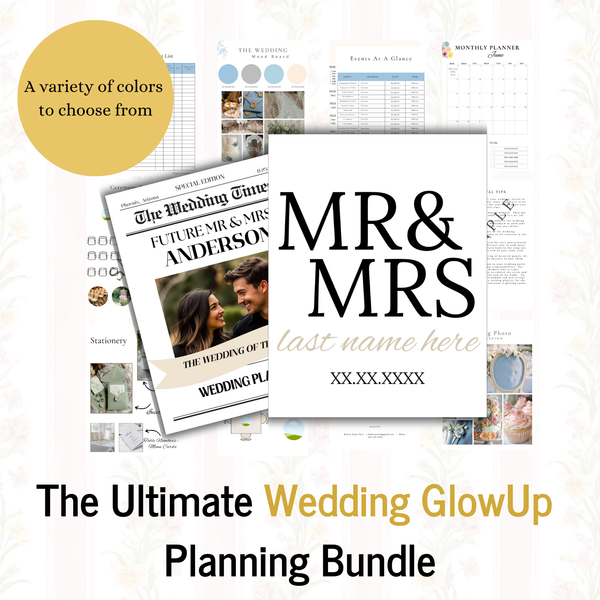The Ultimate Bridal Glow Wedding Planner and Spreadsheet BUNDLE- COMPLETE PACKAGE of CANVA and GOOGLE SHEETS
