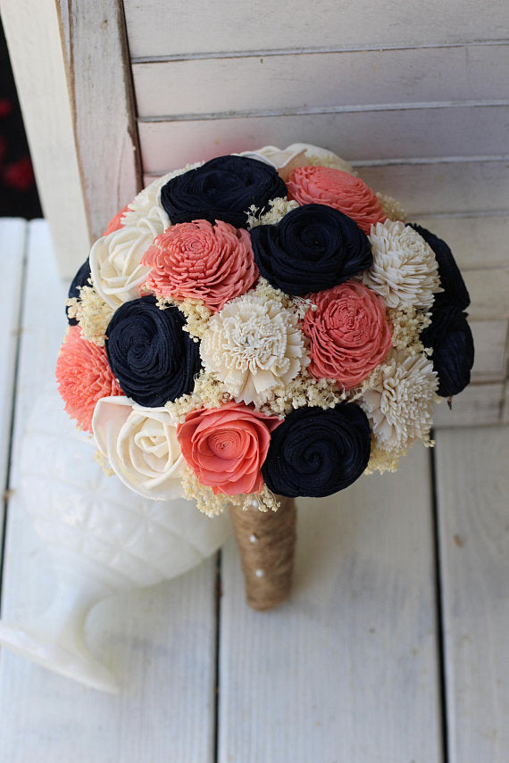 Coral wedding sale bouquets for sale