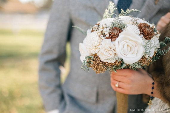 Winter wedding sola wood bouquet/ rustic wedding bouquet