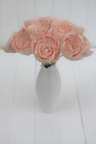 12 Blush Pink Stemmed Sola Wood Peony Flowers, Sola Flowers on Wire Stems, DIY sola bouquet