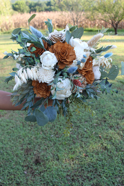 Sola Wood Flower Peony Fall Winter Wedding Greenery Rust Burnt Sienna, sola flower wedding bouquet