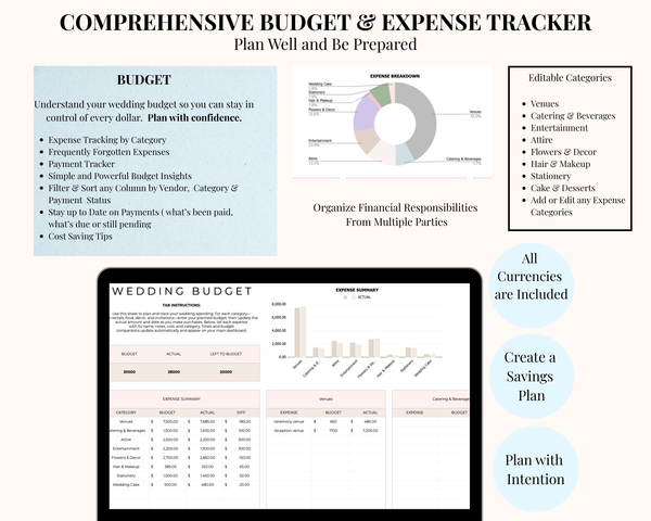 Ultimate Bridal Glow Wedding Planning Spreadsheet GOOGLE SHEETS