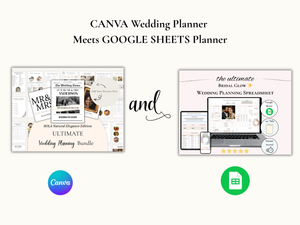 The Ultimate Bridal Glow Wedding Planner and Spreadsheet BUNDLE- COMPLETE PACKAGE of CANVA and GOOGLE SHEETS