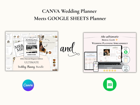 The Ultimate Bridal Glow Wedding Planner and Spreadsheet BUNDLE- COMPLETE PACKAGE of CANVA and GOOGLE SHEETS