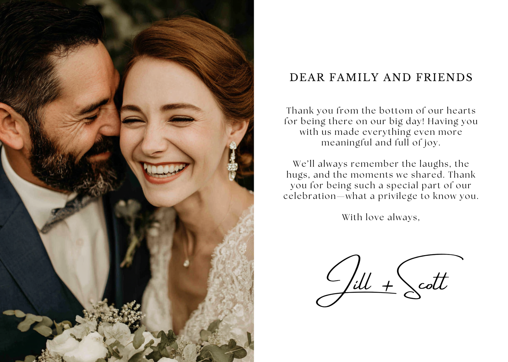 Wedding Thank You Card To Family And Friends