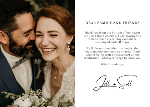 Wedding Thank You Card To Family And Friends