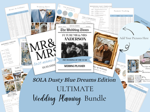 Dusty Blue Ultimate Wedding Planning Bundle Editable Template