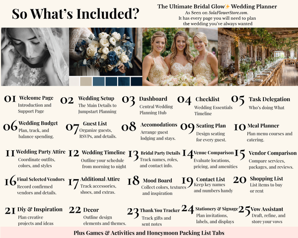 Ultimate Bridal Glow Wedding Planning Spreadsheet GOOGLE SHEETS