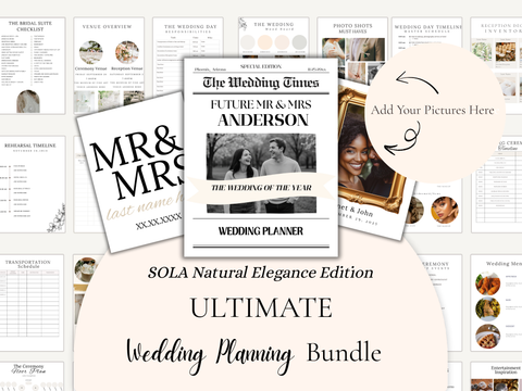 Natural Elegance Neutrals Ultimate Wedding Planning Bundle Editable Template