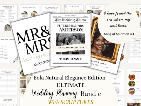 Natural Elegance Neutrals Ultimate Wedding Planner Bundle with SCRIPTURES Faith Based
