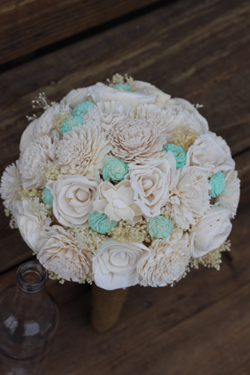 Cream and Mint Sola Wedding Bouquet