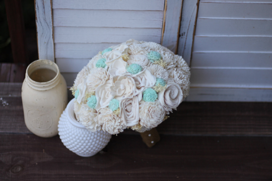 Cream and Mint Sola Wedding Bouquet