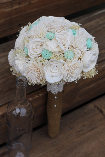 Cream and Mint Sola Wedding Bouquet