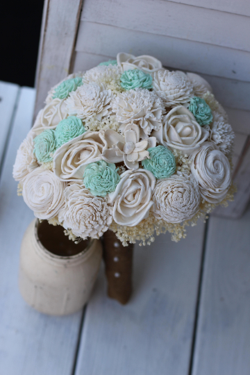 Cream and Mint Sola Wedding Bouquet
