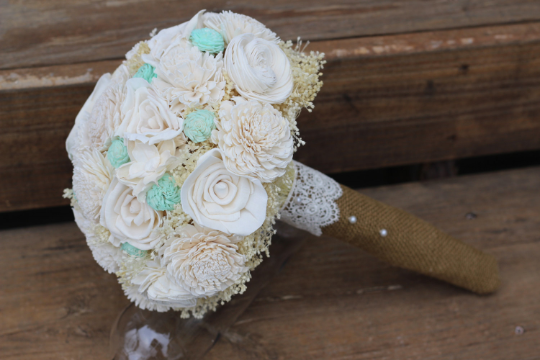 Cream and Mint Sola Wedding Bouquet