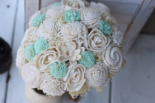 Cream and Mint Sola Wedding Bouquet