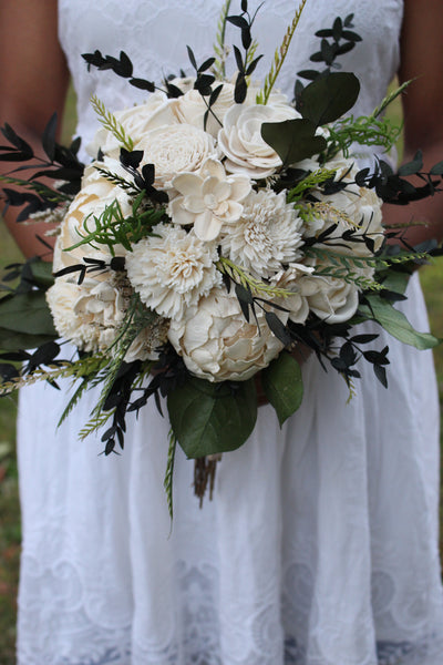 Ivory Peony  Sola Wood Wedding Bouquet