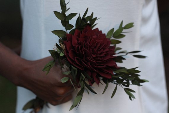 Marsala Burgundy Sola Wedding Bouquet, Rustic Wedding, Country Wedding, Budget Bouquet