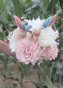 Blush Pinks Blues Sola Flower Naturals Bouquet, Sola Flower Wedding Bouquet