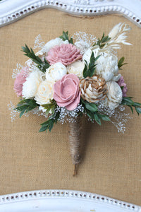 dusty rose sola wood flower bouquet
