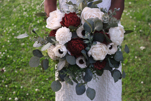 sola wood flower bouquet anemones with greenery