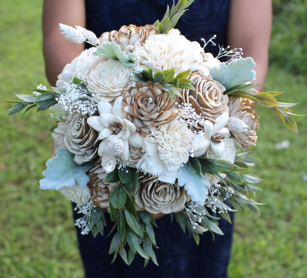 sola wood flower exposed wood bouquet winter fall wedding