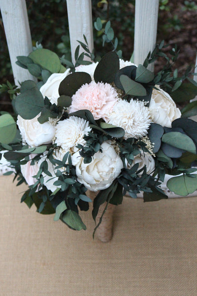 Sola wood flower wedding bouquet with eucalyptus 
