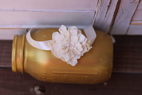 Ivory wrist corsage, Rustic Wedding, Country wedding, woodland wedding,