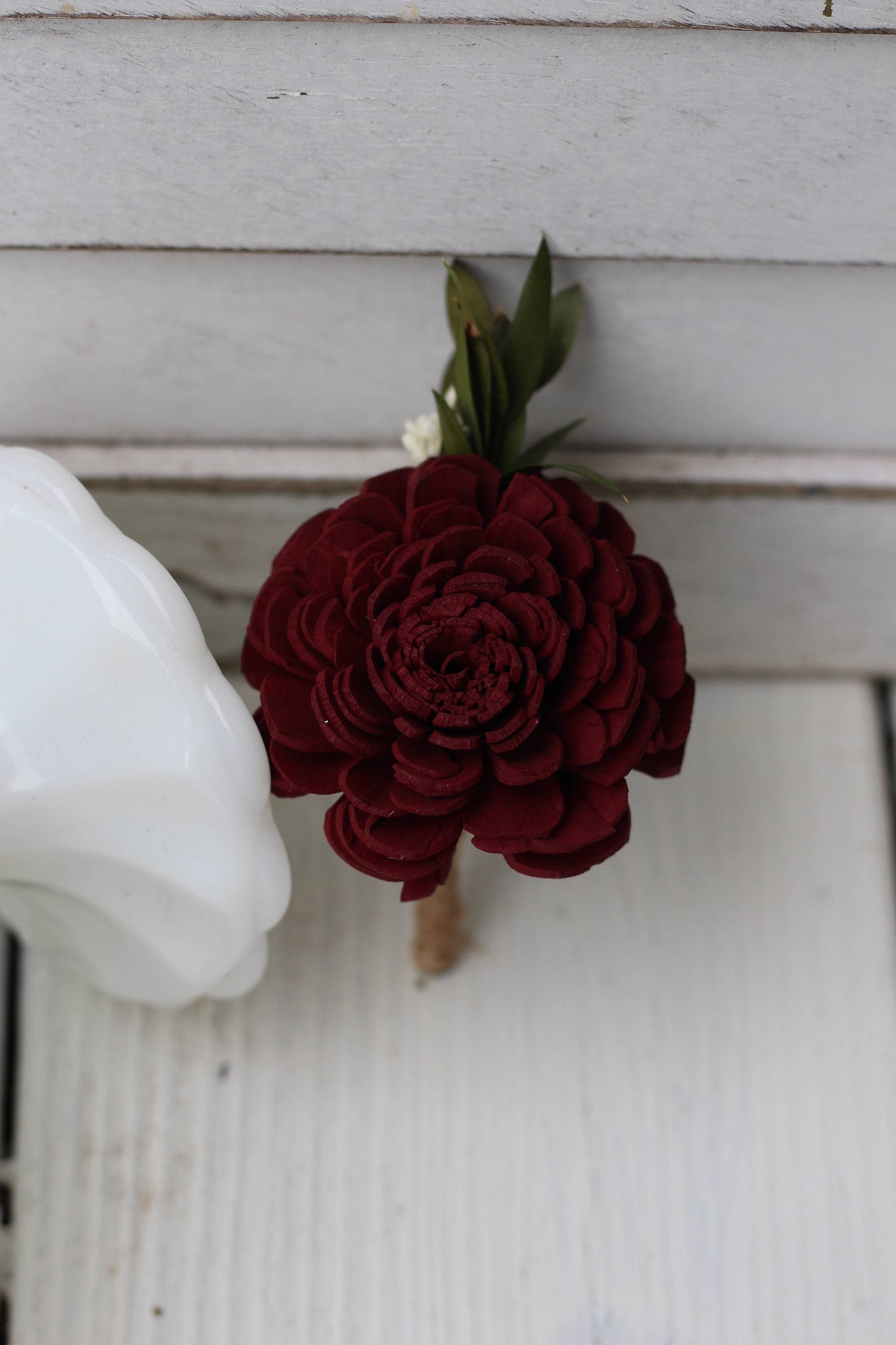 Marsala Burgundy Boutonniere, Rustic Wedding, Country wedding, woodland wedding, sola flower, wood flower, buttonhole, Groom boutonniere