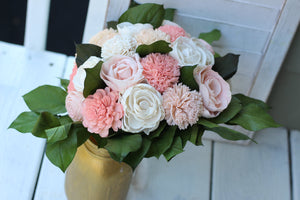 Coral Blush Pink Sola Wood Bouquet,  Coral Sola Wood Bouquet, Coral and Blush pink Bouquet, Coral, Blush Pink, and Ivory Bouquet