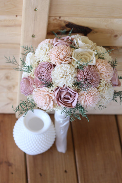 Mauve Blush pink Sola Wood Bouquet,  Pink Sola Wood Bouquet, Pink Bouquet, Burgundy, Blush Pink, and Ivory Bouquet, wedding bouquet