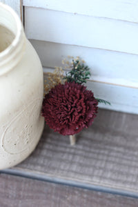 Marsala Burgundy Boutonniere, Rustic Wedding, Country wedding, woodland wedding, buttonhole, carnation boutonniere, carnation buttonhole