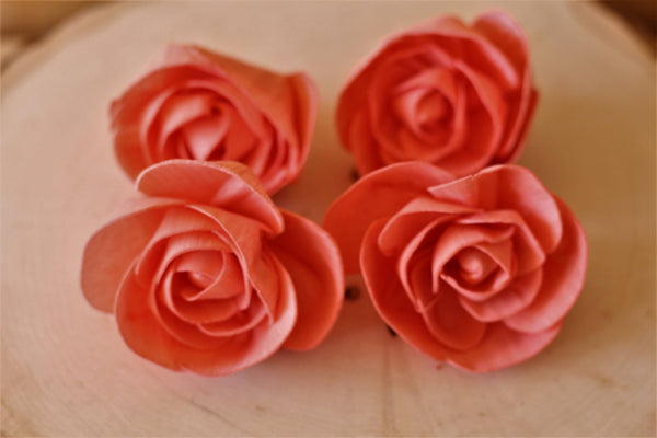 Coral Love Rose  Sola Wood Flowers (Set of 12)
