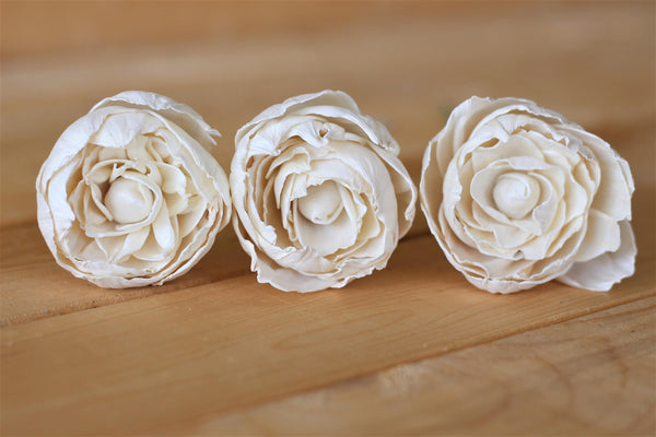 12 Stemmed Peony Wood Flowers