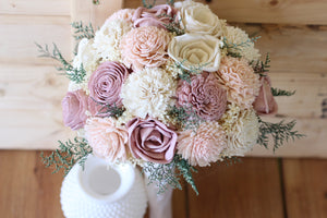 Mauve Blush pink Sola Wood Bouquet,  Pink Sola Wood Bouquet, Pink Bouquet, Burgundy, Blush Pink, and Ivory Bouquet, wedding bouquet