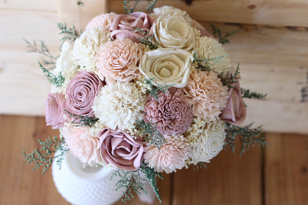 Mauve Blush pink Sola Wood Bouquet,  Pink Sola Wood Bouquet, Pink Bouquet, Burgundy, Blush Pink, and Ivory Bouquet, wedding bouquet