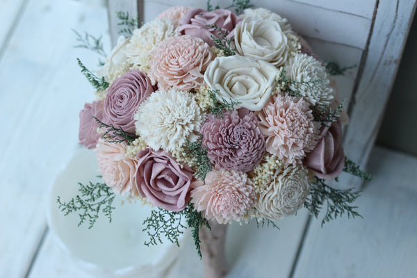 Mauve Blush pink Sola Wood Bouquet,  Pink Sola Wood Bouquet, Pink Bouquet, Burgundy, Blush Pink, and Ivory Bouquet, wedding bouquet