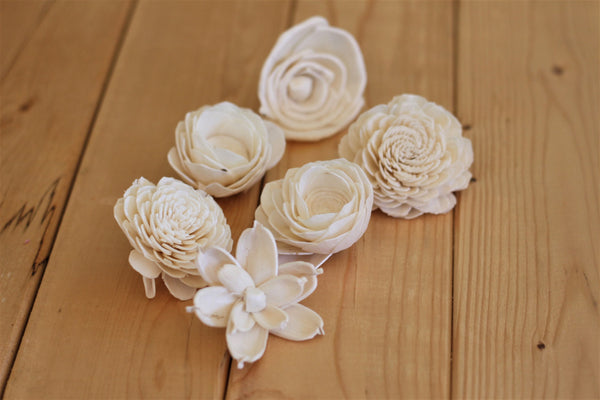 Assorted Mixed Sola Wood Flowers 2" - 2.5" - Set of 12