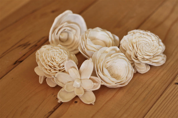 Assorted Mixed Sola Wood Flowers 2" - 2.5" - Set of 12